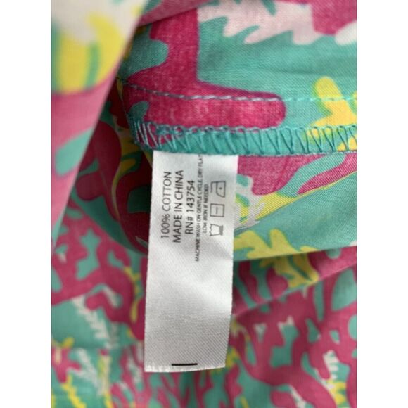 WB‎ Swim Cover Up/Tunic pink/teal/yellow seaweed print V-neck Ladies small - Picture 5 of 6